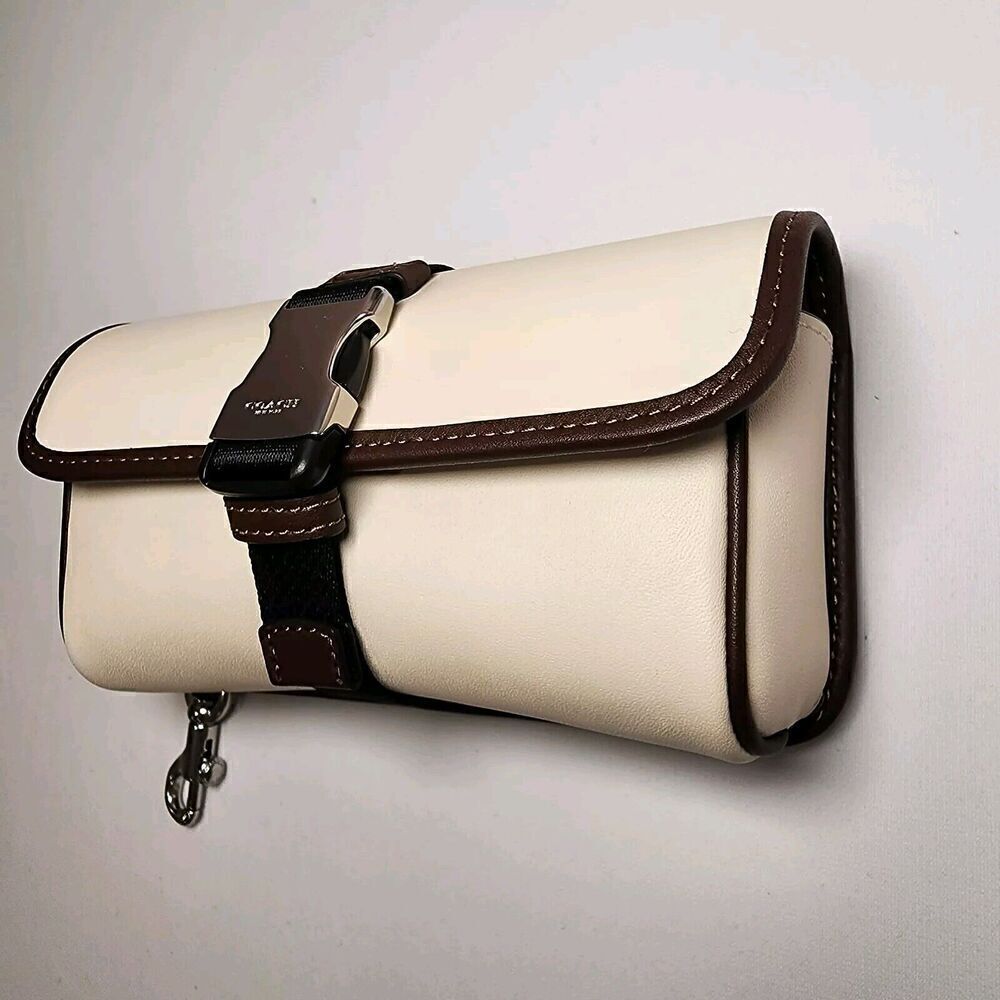NWT Coach CU238 Leather Racer Pouch In Chalk Maple - Picture 4 of 6